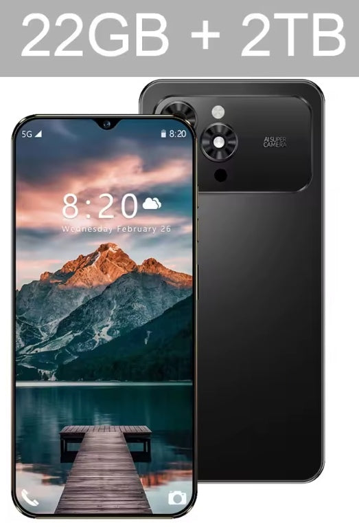 i17Pro Max HD 7.3inch Android 22GB+2TB (Black) Smartphone smp
