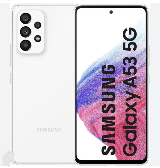 Samsung Galaxy A53 5G US Version Smartphone Facial Recognition & Fingerprint Unlock Function Dust Water & Scratch Resistant HD Screen Super/Fast Charging White Smartphone smp