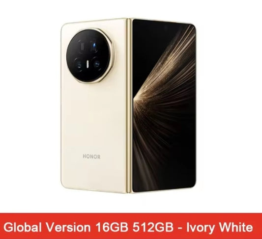 Honor Magic V5 5G Global Version White Smartphone Facial Recognition & Fingerprint Unlock Function Dust Water & Scratch Resistant HD Screen Super/Fast Charging Smartphone smp