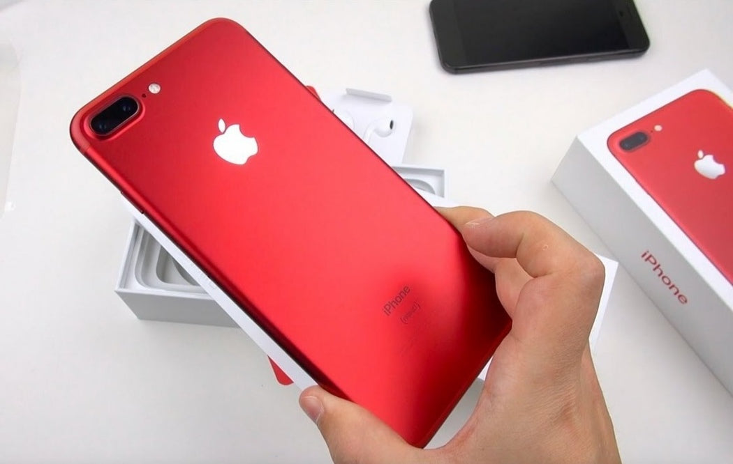 Apple iPhone 7 Plus Smartphone Fingerprint Unlock Function Dust Water & Scratch Resistant HD Screen Super/Fast Charging (256GB ROM) (Red) Smartphone + FREE Earphones. smp