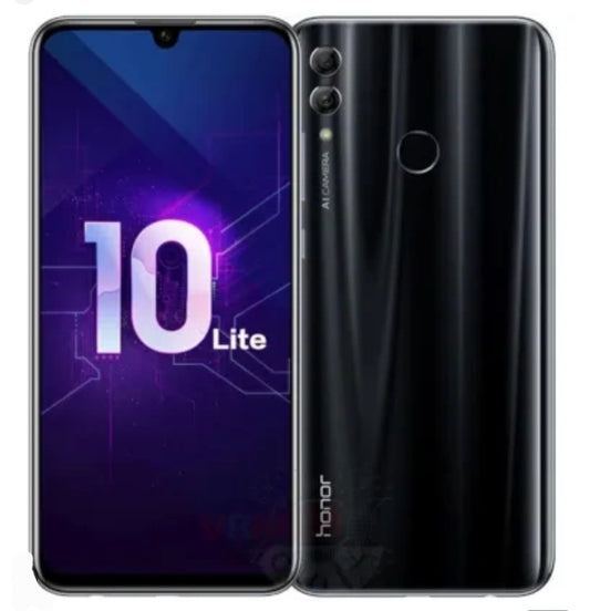 Honor 10 Lite Global Version Black Smartphone Facial Recognition & Fingerprint Unlock Function Dust Water & Scratch Resistant HD Screen Super/Fast Charging Smartphone (RAM 4GB+64GB ROM) smp