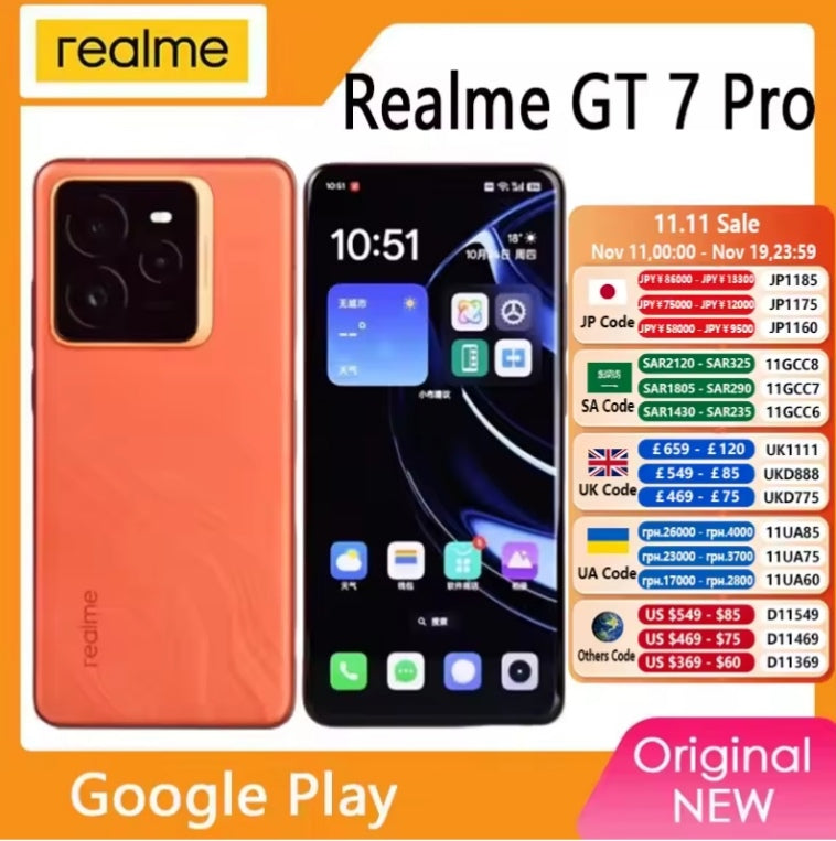 Realme GT 7 Pro Supervooc Snapdragon 8 6.78inch HD Screen RAM 12GB+256GB ROM (Titanium) Smartphone smp