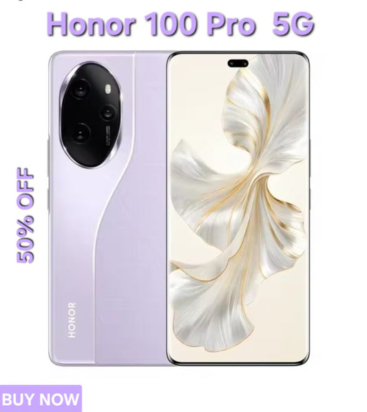 Honor 100 Pro 5G Chinese Version Purple Smartphone Facial Recognition & Fingerprint Unlock Function Dust Water & Scratch Resistant HD Screen Super/Fast Charging (RAM 12GB+256GB ROM) Smartphone. smp