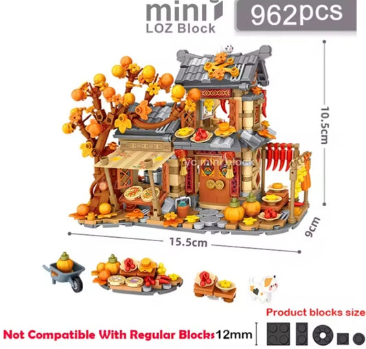 Children's Autumn Harvest Cottage Farm Pumpkin House Building Blocks Set Toys (without box) tys bbs