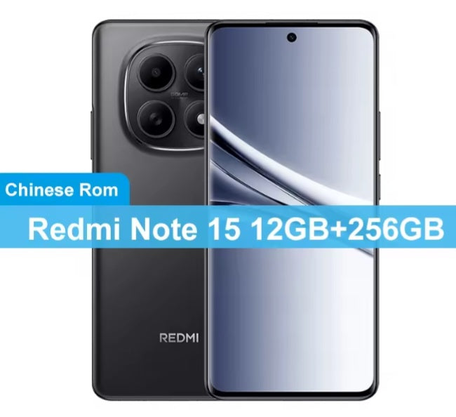 Xiaomi Redmi Note 15 Chinese Version Black Smartphone Facial Recognition & Fingerprint Unlock Function Dust Water & Scratch Resistant HD Screen Super/Fast Charging Smartphone. smp