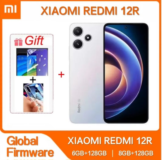 Xiaomi Redmi Note 12R Global Version White Smartphone Facial Recognition & Fingerprint Unlock Function Dust Water & Scratch Resistant HD Screen Super/Fast Charging (RAM 4GB+128GB ROM) Smartphone + FREE Gift. smp