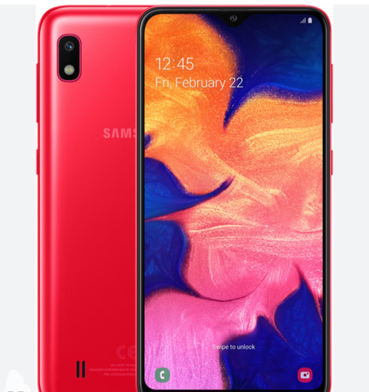 Samsung Galaxy A10 Global Version Red Smartphone Dust Water & Scratch Resistant HD Screen Super/Fast Charging Smartphone. smp
