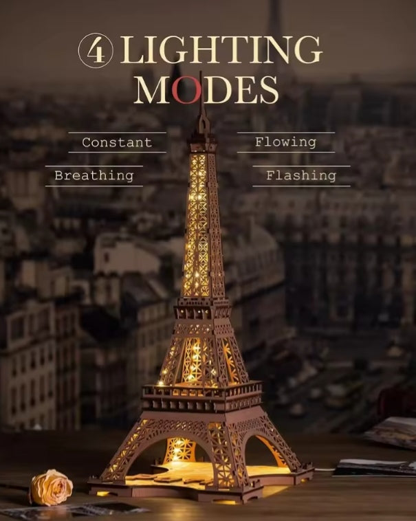 3D Night Mode Eiffel Tower Building Kit tys bbs