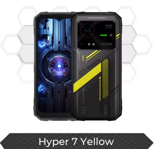 Hotwav Hyper 7 Rugged 5G Smartphone Facial Recognition & Fingerprint Unlock Function Dust Water & Scratch Resistant Yellow Smartphone smp