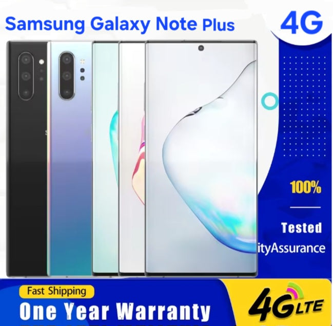 Samsung Galaxy Note 10 Plus 4G US Version Aura Blue Smartphone Dust Water & Scratch Resistant HD Screen Super/Fast Charging Smartphone. smp