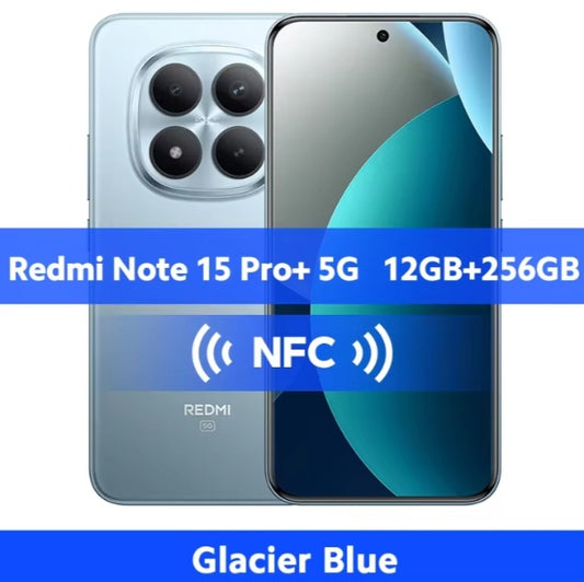 Xiaomi  Redmi Note 15 Pro Plus Global Version Blue Smartphone Facial Recognition & Fingerprint Unlock Function Dust Water & Scratch Resistant HD Screen Super/Fast Charging (RAM 12GB+256GB) Smartphone smp