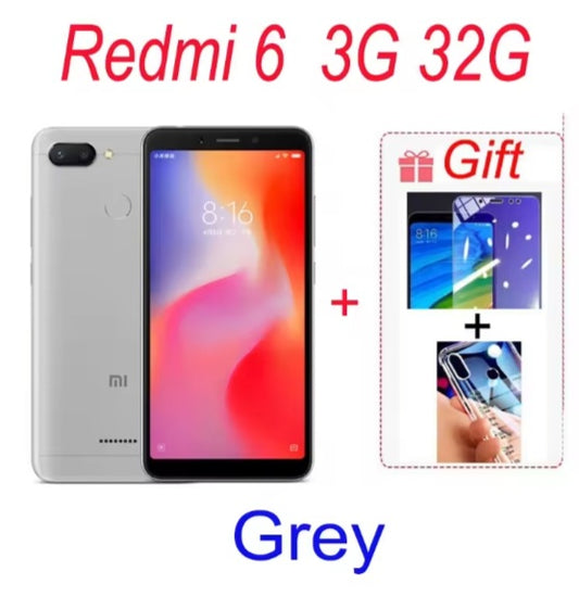 Xiaomi Redmi 6A Global Version Grey Smartphone Facial Recognition & Fingerprint Unlock Function Dust Water & Scratch Resistant HD Screen Super/Fast Charging (RAM 3GB+32GB ROM) Smartphone + FREE Gifts. smp