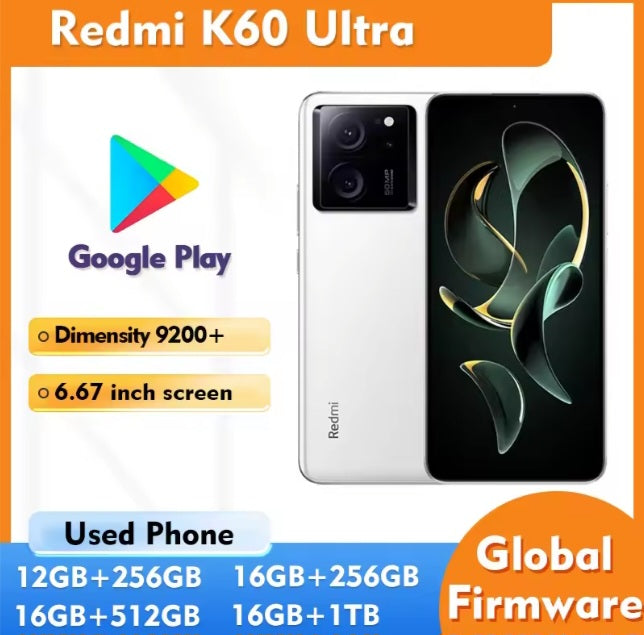 Xiaomi Redmi K60 Ultra 5G Chinese Version Black Smartphone Facial Recognition & Fingerprint Unlock Function Dust Water & Scratch Resistant HD Screen Super/Fast Charging Smartphone (RAM 12GB+256GB ROM) + FREE Gift. smp