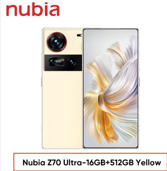 Nubia Z70 Ultra 5G Smartphone Global Version Facial Recognition & Fingerprint Unlock Function Dust Water & Scratch Resistant HD Screen Super/Fast Charging (RAM 16GB+512GB ROM) (Yellow) Smartphone smp