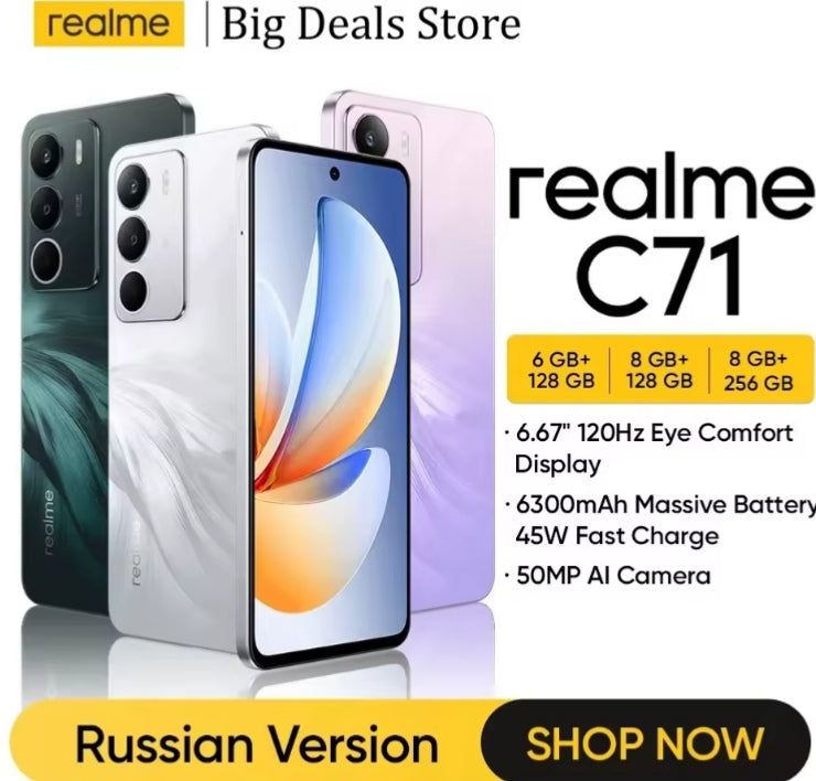 Realme C71 Smartphone 6.67inch Screen RAM 6GB+128GB ROM NFC (Pink) Smartphone smp