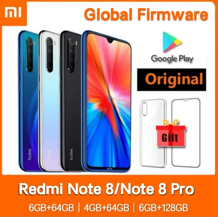 Xiaomi Redmi Note 8/Note 8 Pro Global Version White Smartphone Facial Recognition & Fingerprint Unlock Function Dust Water & Scratch Resistant HD Screen Super/Fast Charging (RAM 4GB+64GB ROM) Smartphone + FREE Gift. smp