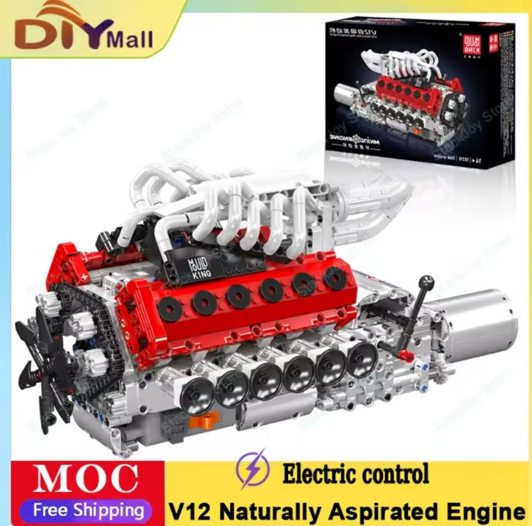 Mould King V12 Engine Building Blocks Set Toys (without box) tys bbs